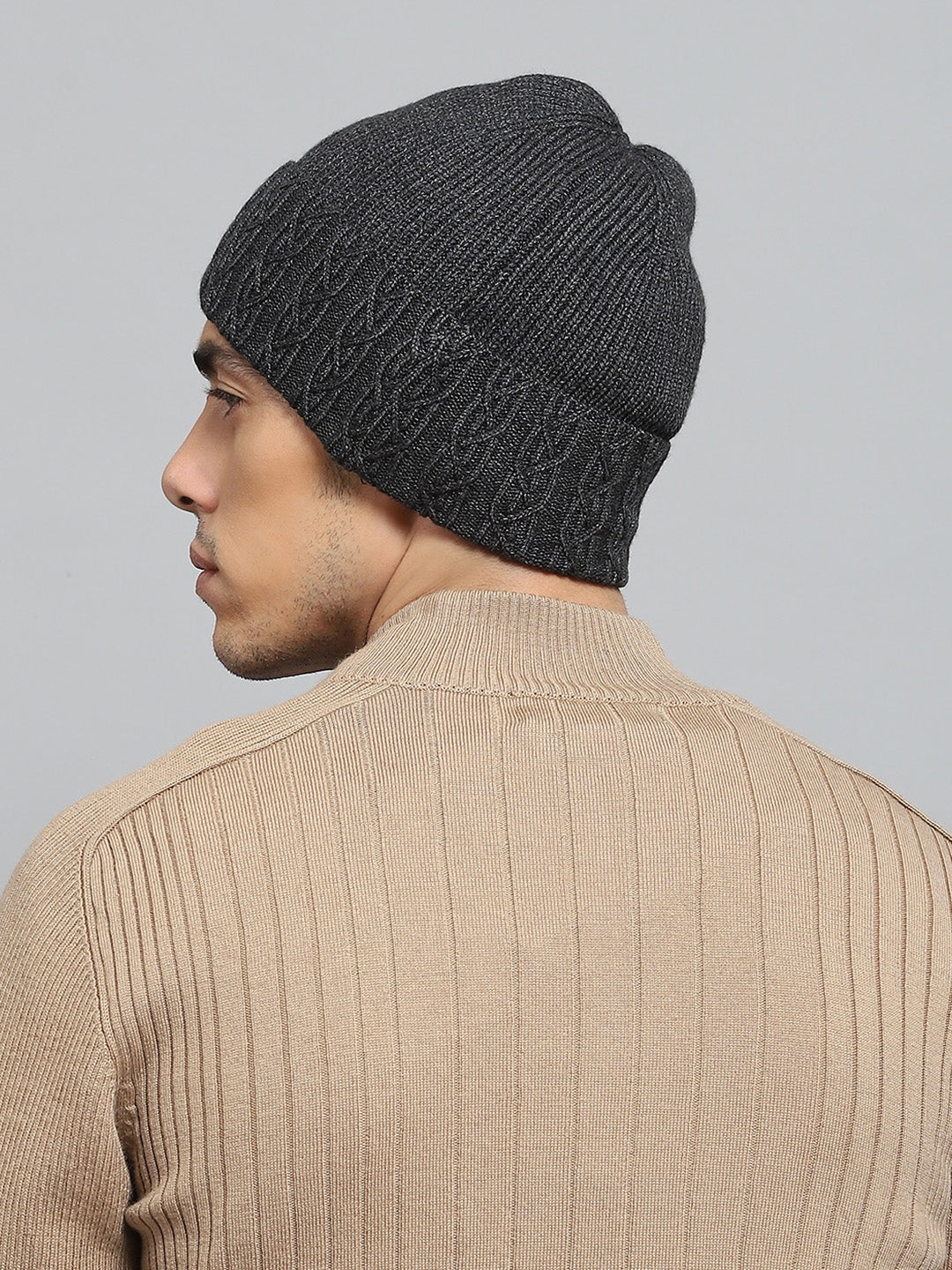 Men Grey Solid Cap