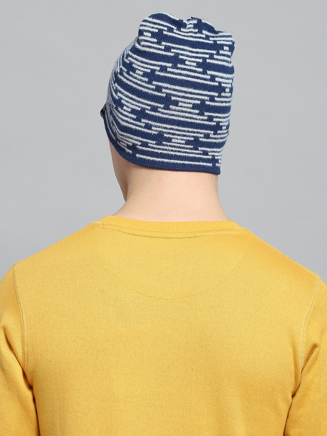 Men Blue Self Design Cap