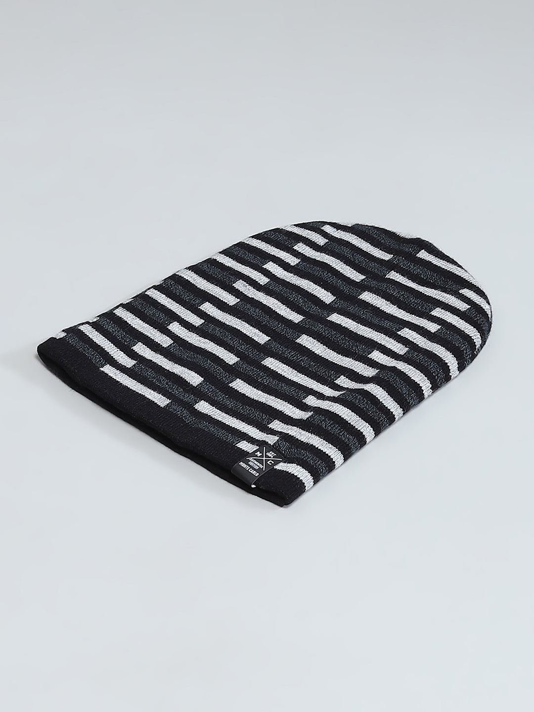 Men Black Self Design Cap