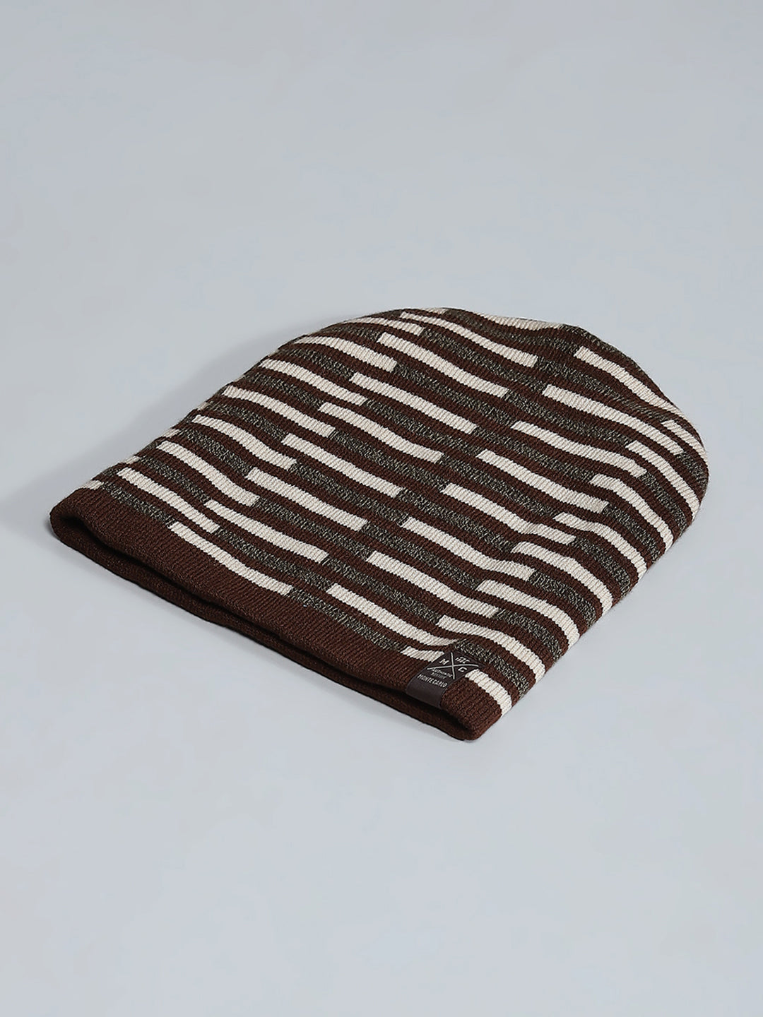 Men Brown Self Design Cap