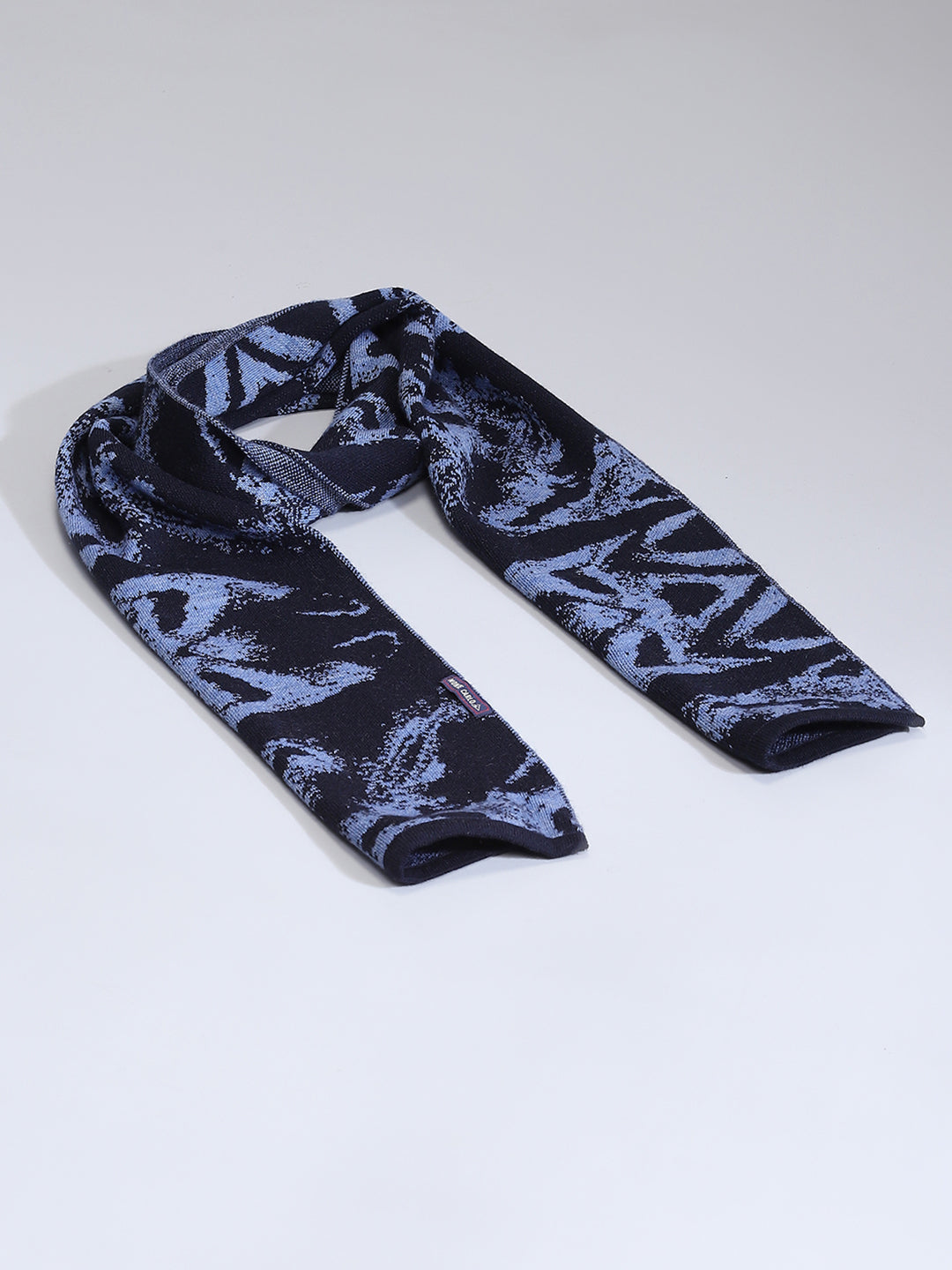 Men Navy Blue Self Design Muffler