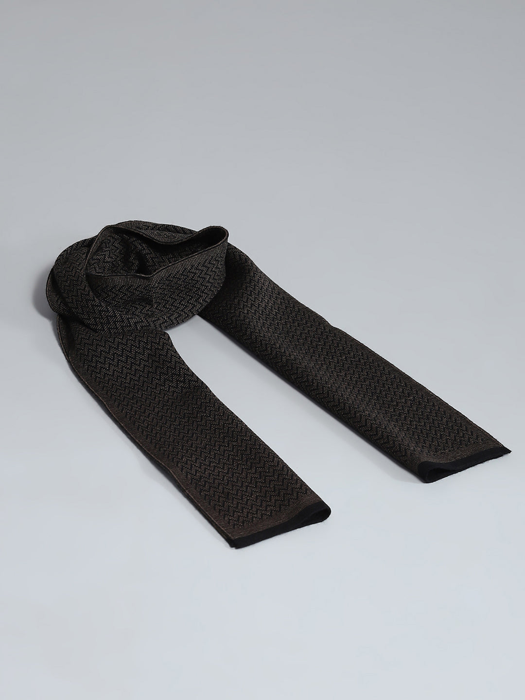 Men Black Self Design Muffler