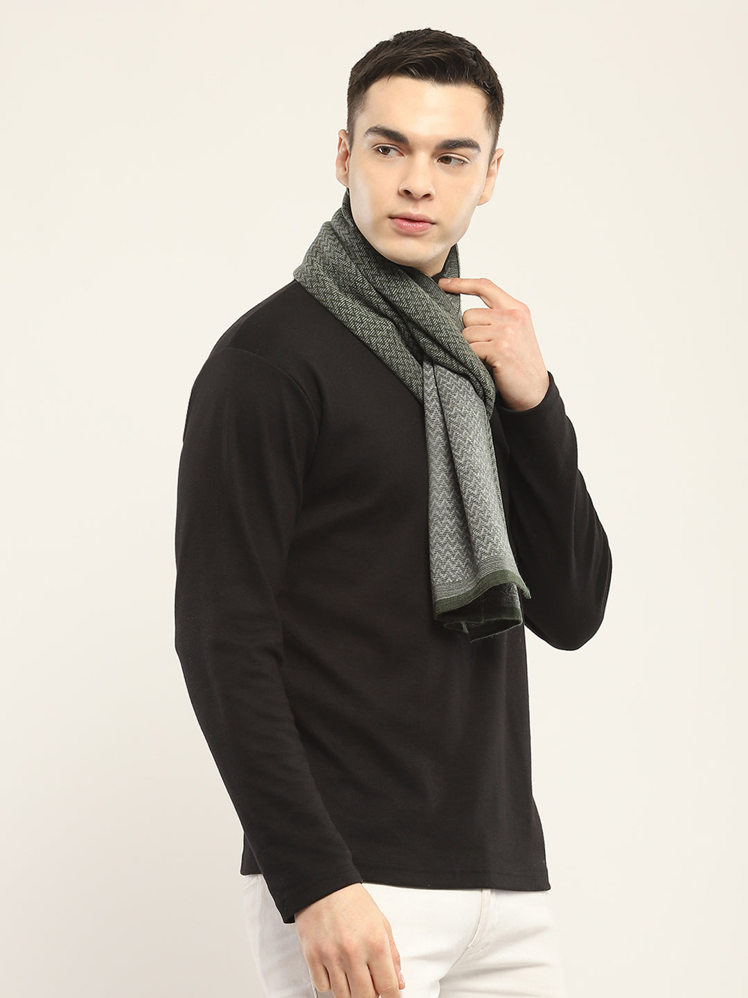 Men Green Self Design Muffler