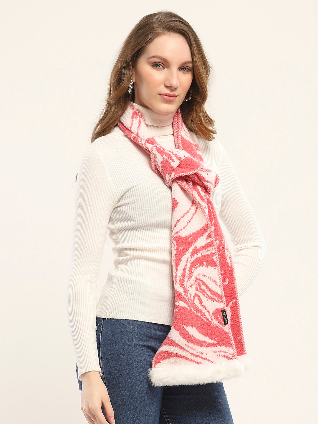 Women Pink Self Design Muffler