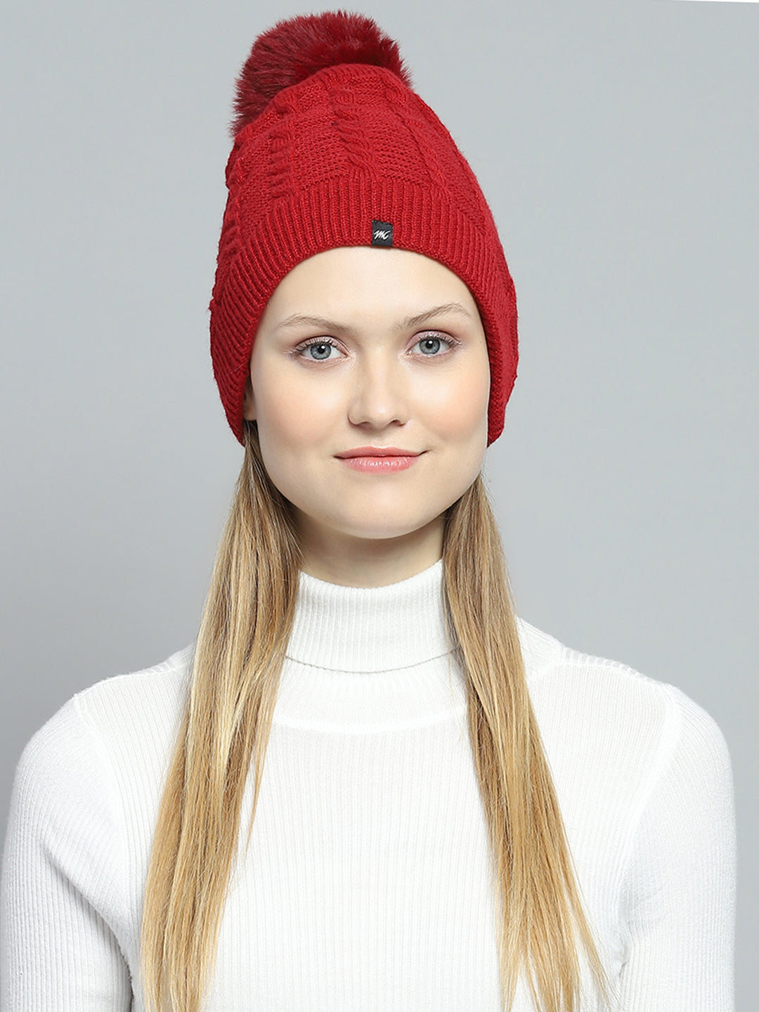 Women Maroon Self Design Cap