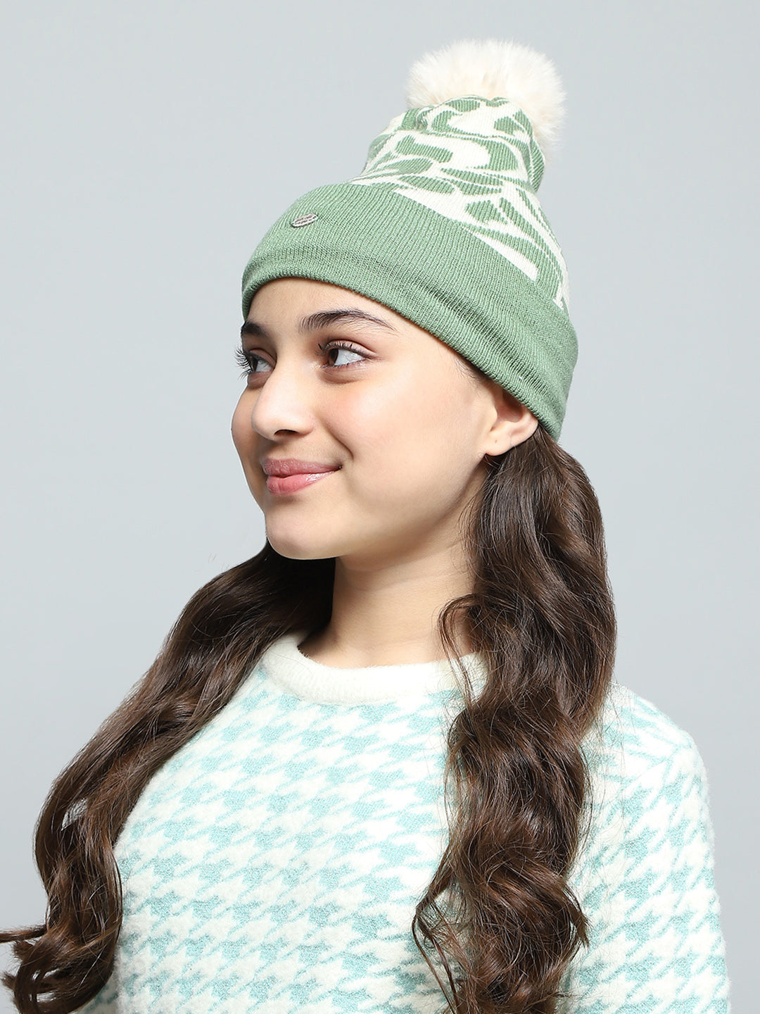 Kids Green Self Design Cap