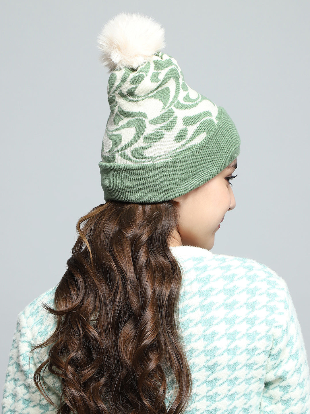 Kids Green Self Design Cap
