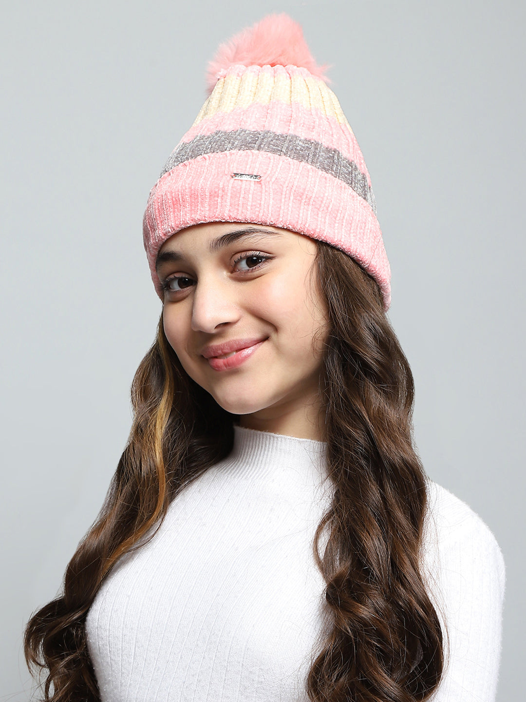 Kids Pink Self Design Cap