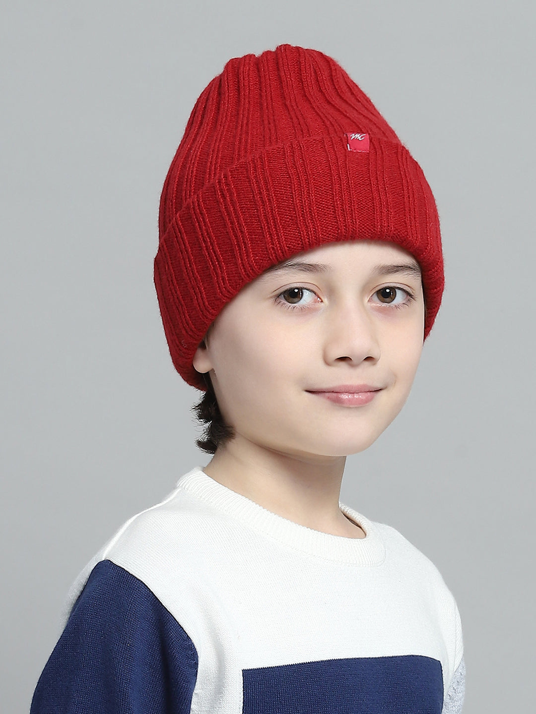 Kids Maroon Self Design Cap