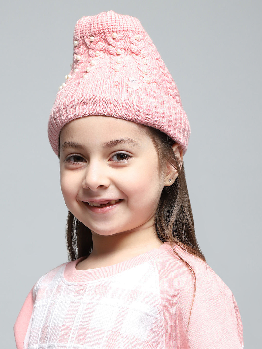 Kids Pink Self Design Cap