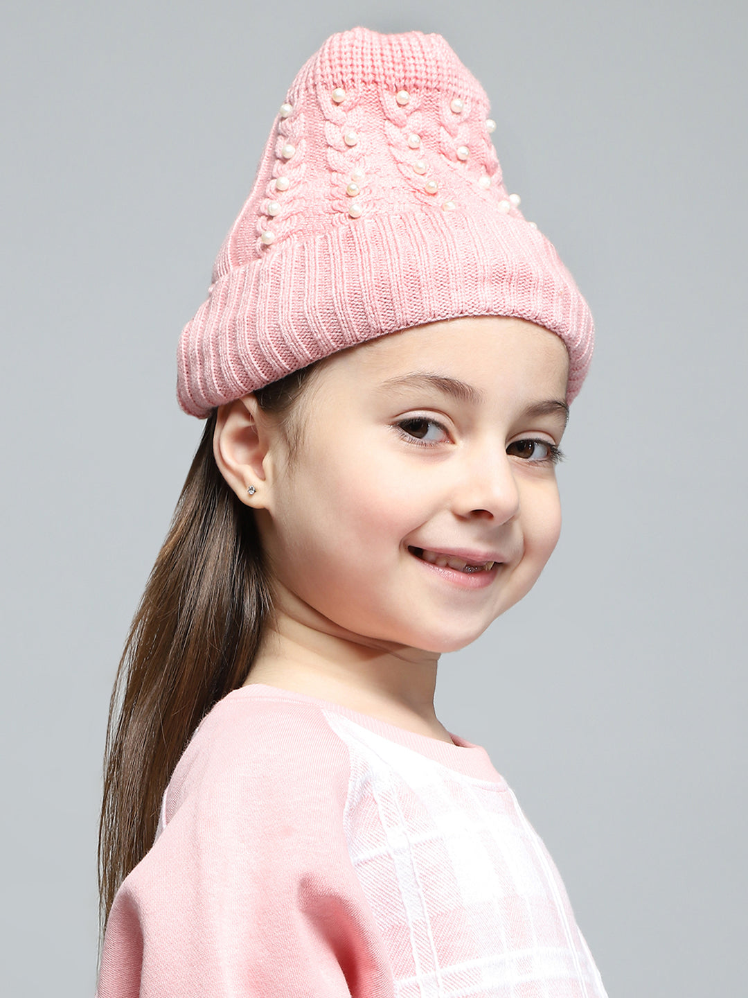 Kids Pink Self Design Cap