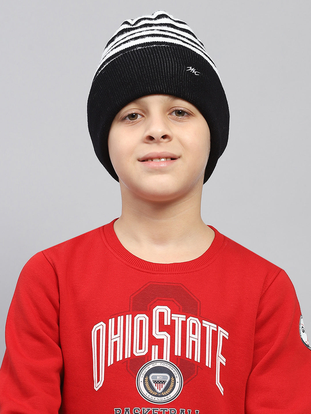 Kids Black Self Design Cap