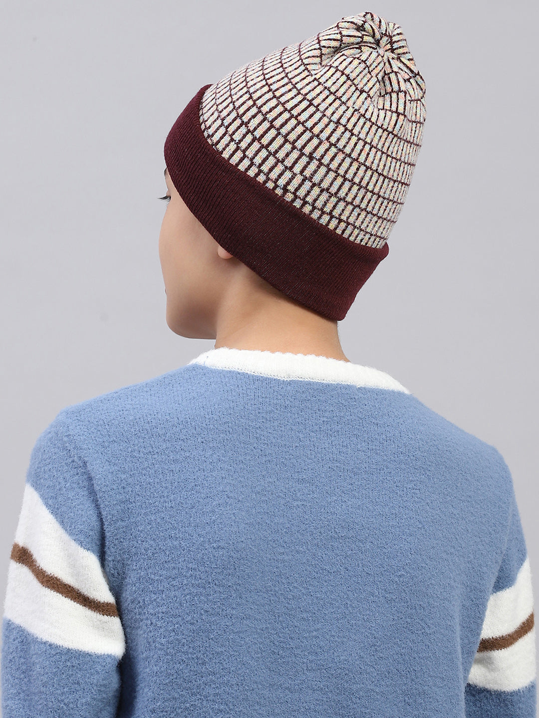 Kids Maroon Self Design Cap