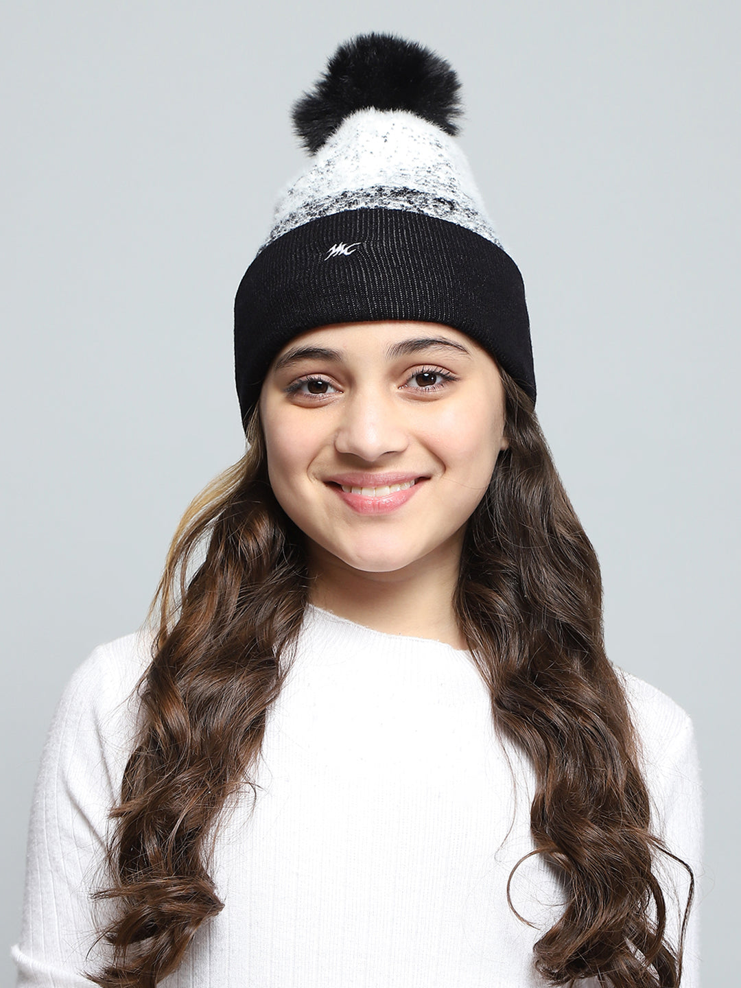 Kids Black Self Design Cap