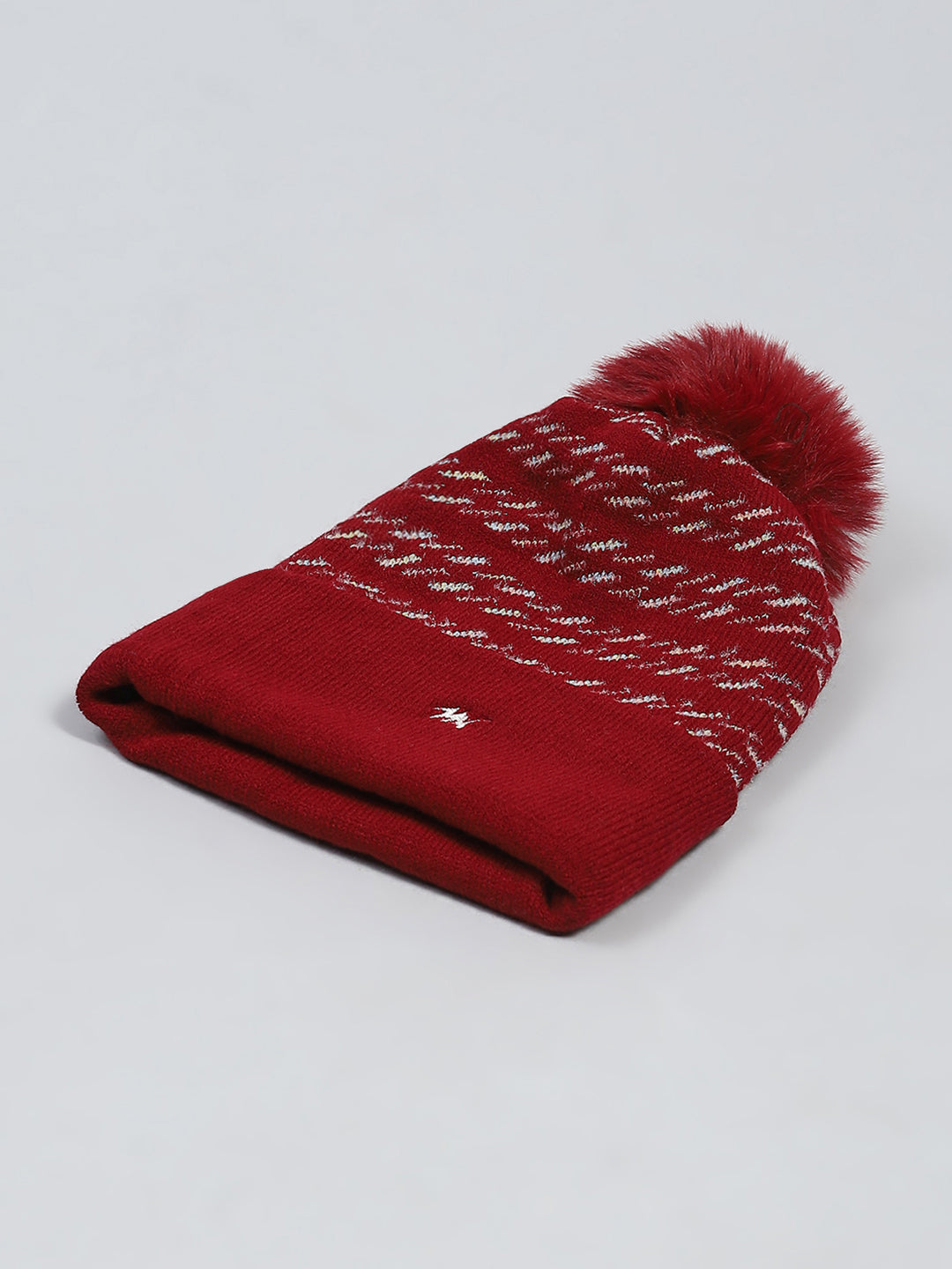 Kids Maroon Self Design Cap