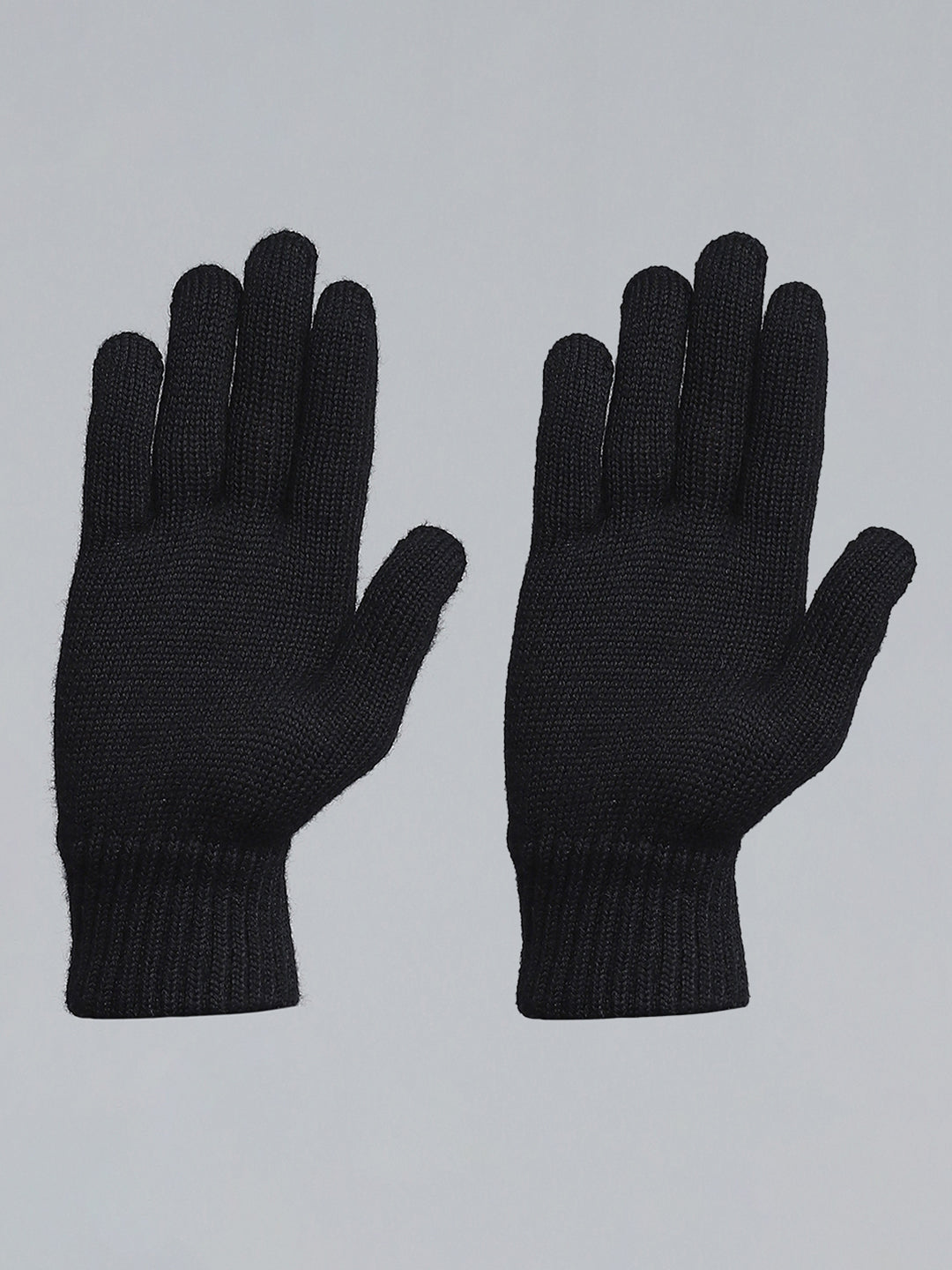 Men Black Self Design Gloves