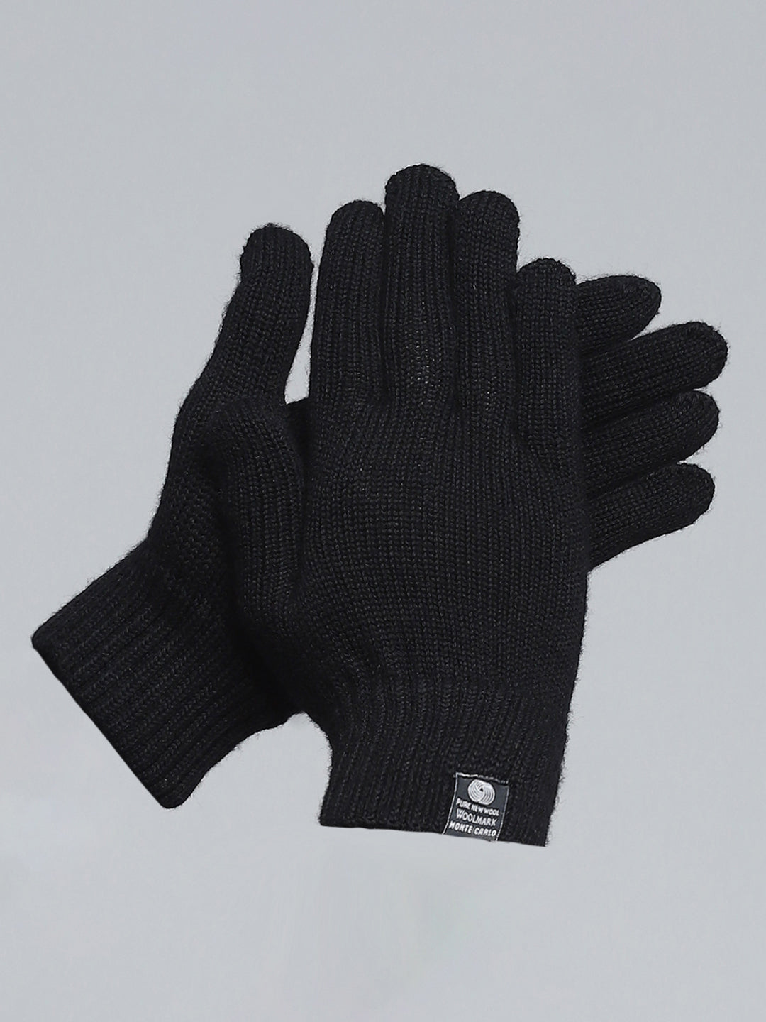 Men Black Self Design Gloves