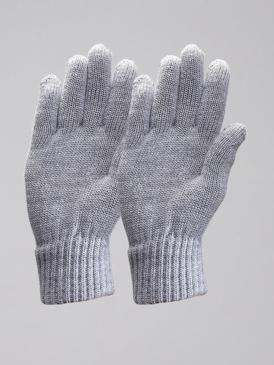 Men Grey Self Design Gloves