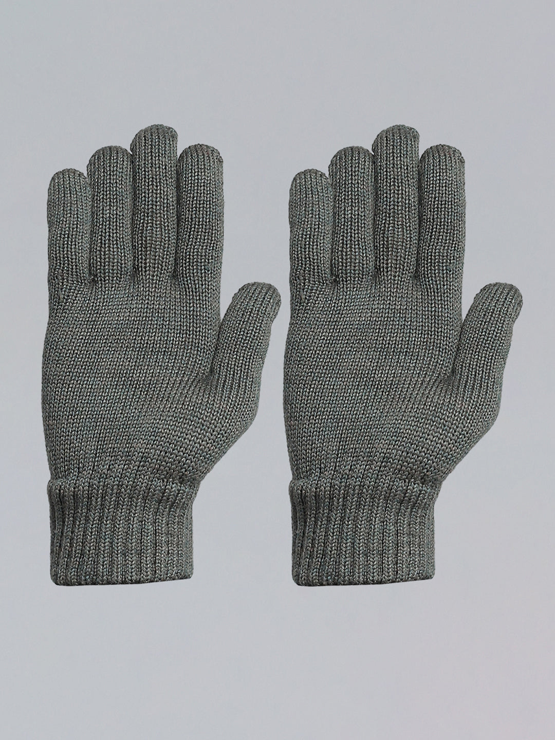 Men Olive Self Design Gloves