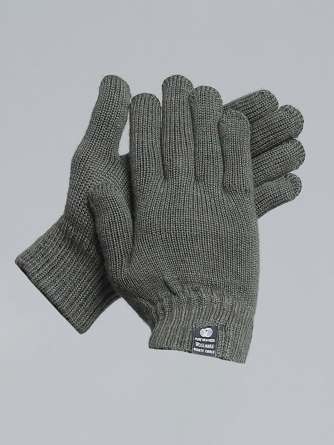 Men Olive Self Design Gloves