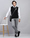 Men Black Self Design V Neck Sleeveless Sweater