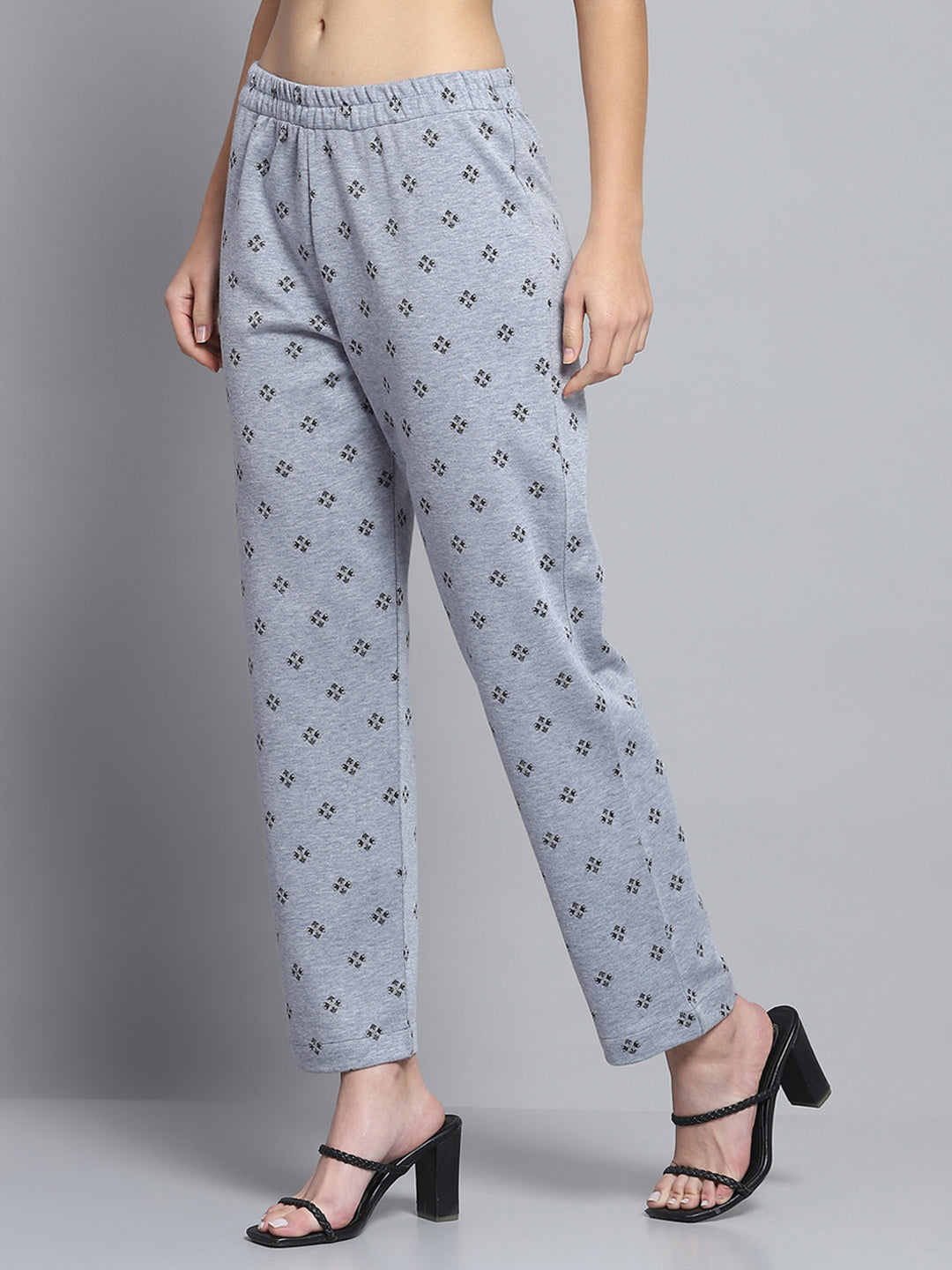 Women Blue Self Design Round Neck Full Sleeve Kurti Set for Winter