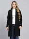 Women Black Self Design Front Open Full Sleeve Cardigan