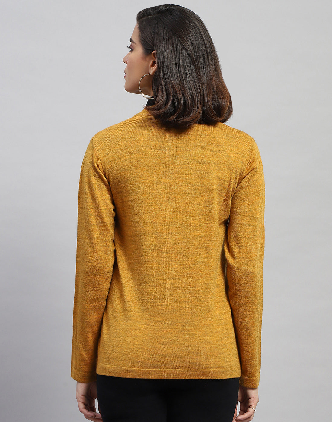 Women Yellow Self Design V Neck Full Sleeve Cardigan