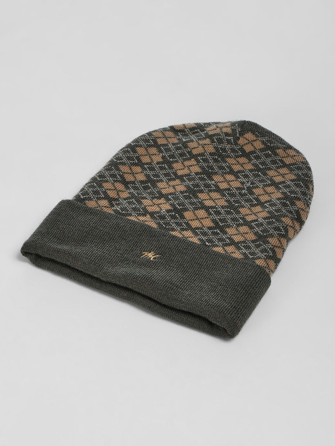 Men Green Self Design Cap