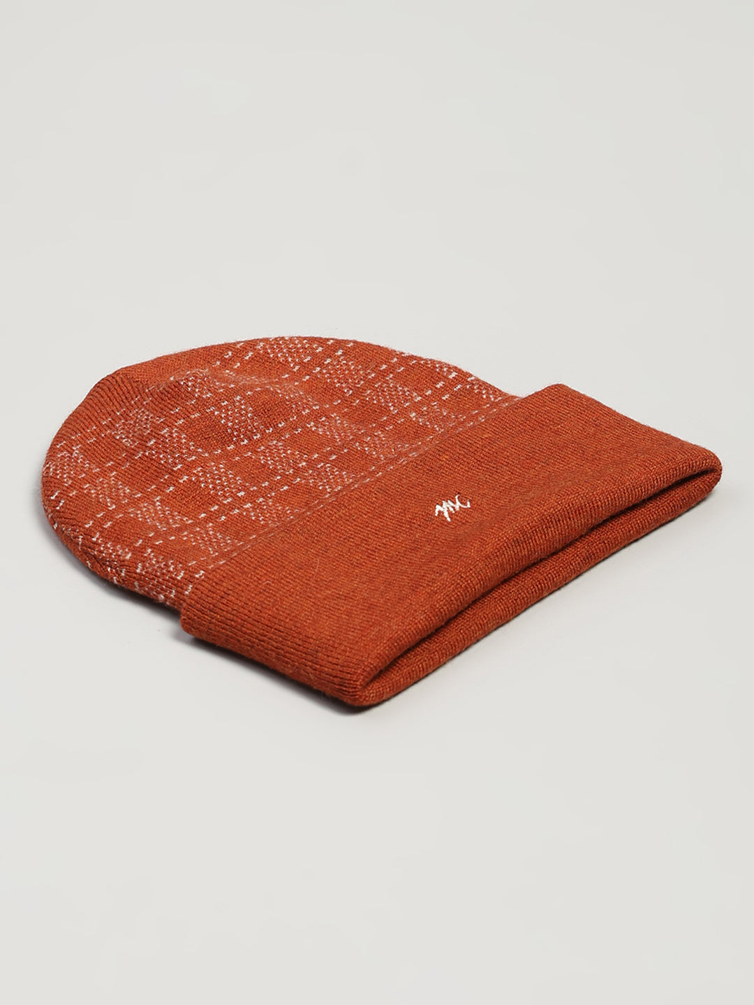Men Rust Printed Blend Wool Cap
