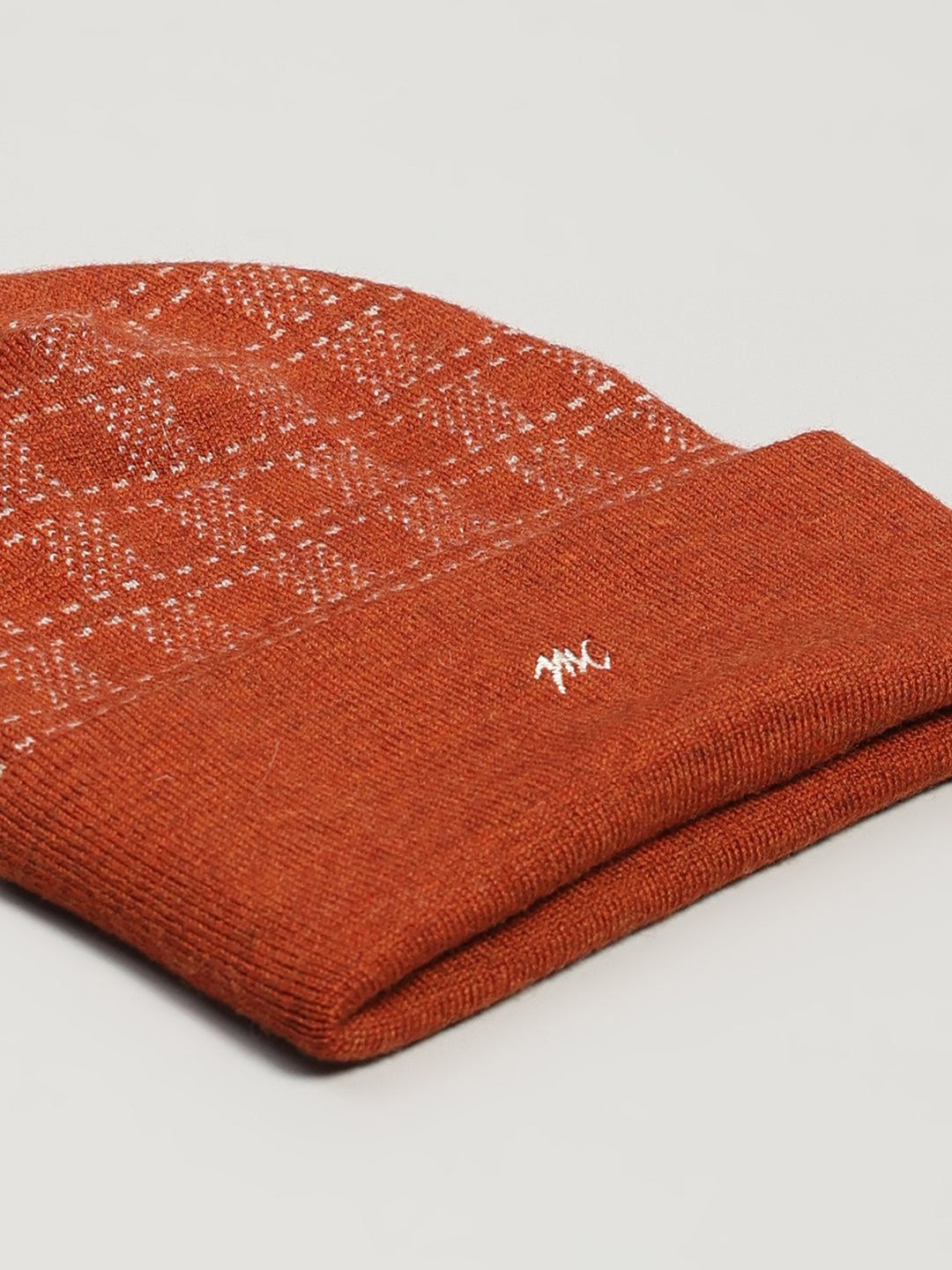 Men Rust Printed Blend Wool Cap