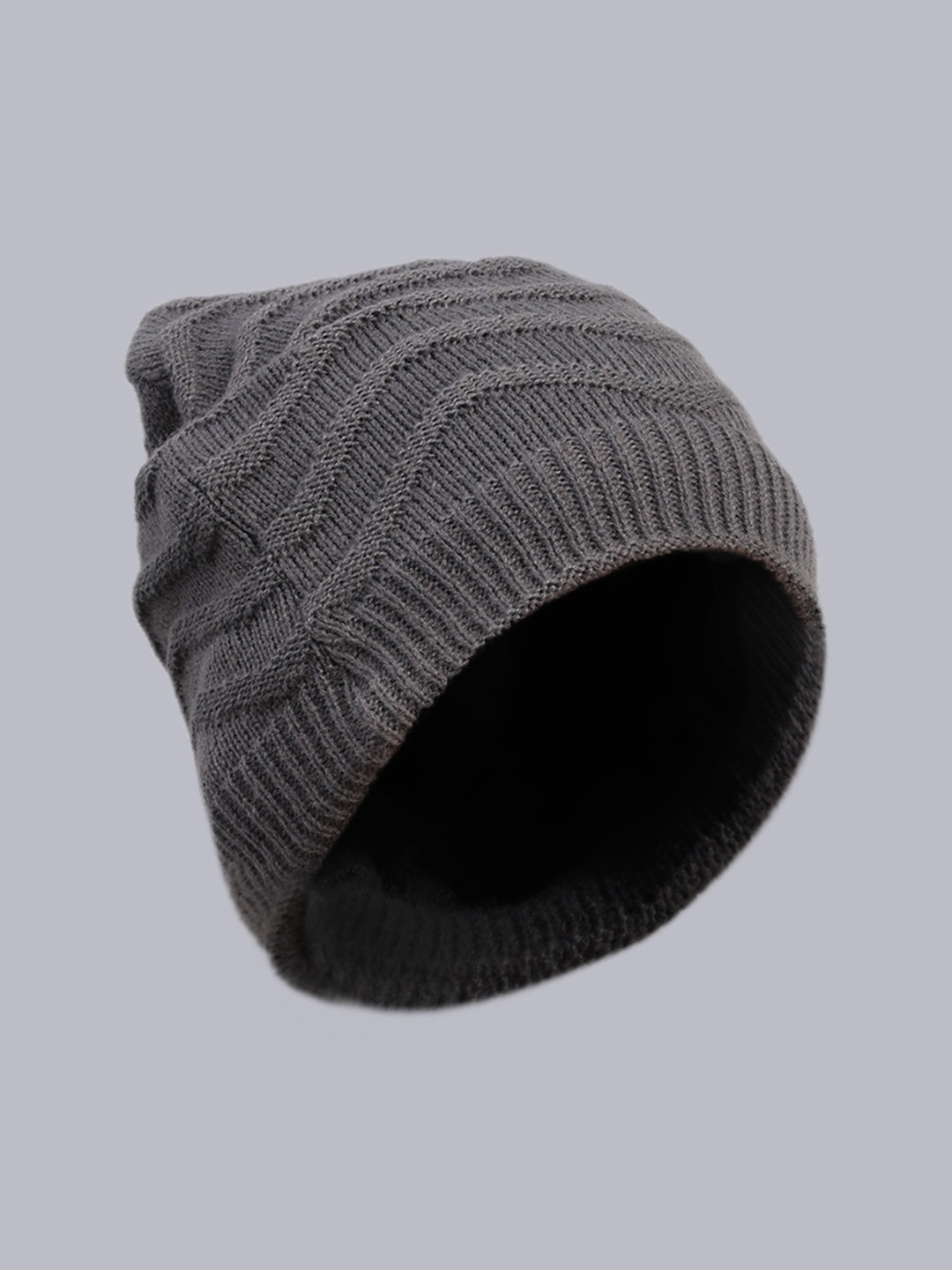 Men Grey Printed Blend Wool Cap