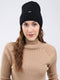 Women Black Self Design Blend Wool Cap