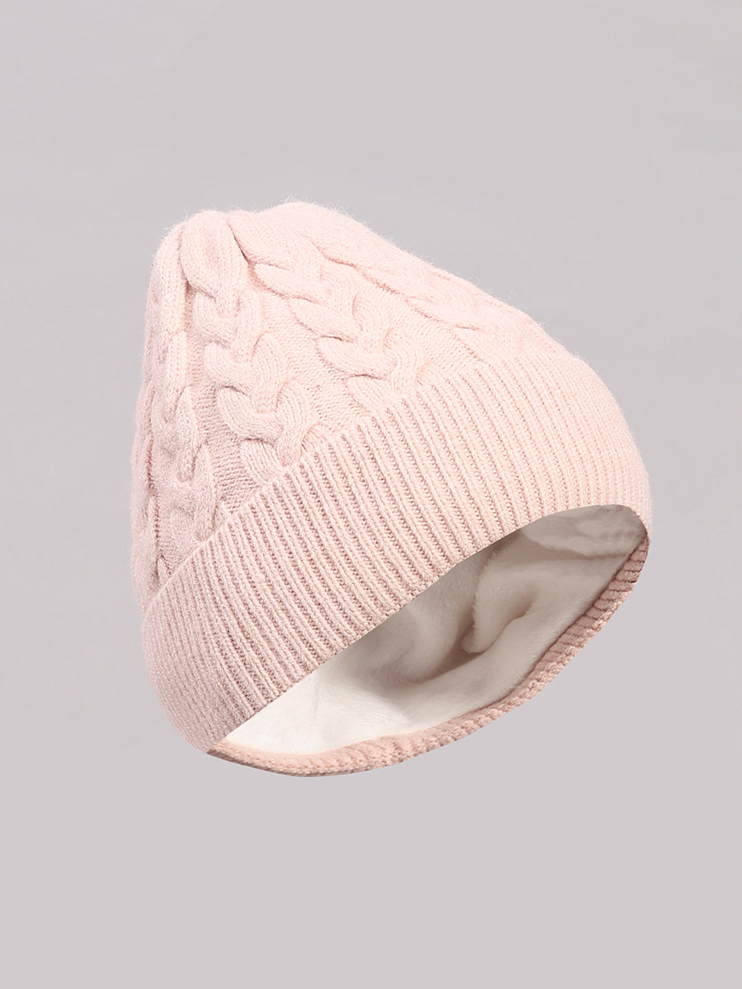 Women Pink Printed Blend Wool Cap