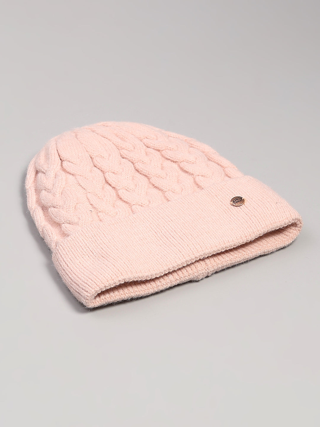 Women Pink Printed Blend Wool Cap