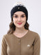 Women Black Self Design Blend Wool Cap