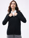 Luxuria Women Black Solid V Neck Full Sleeve Cardigan