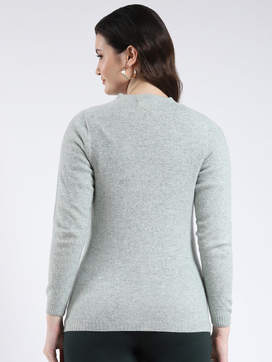 Luxuria Women Grey Solid V Neck Full Sleeve Cardigan