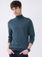 Luxuria Men Teal Blue Solid High Neck Full Sleeve Pullover