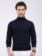 Men Navy Blue Solid Turtle Neck Full Sleeve Pullover