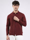Men Maroon Solid Collar Full Sleeve Shirt