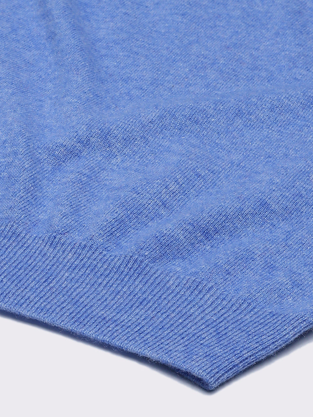 Men Blue Solid V Neck Full Sleeve Pullover