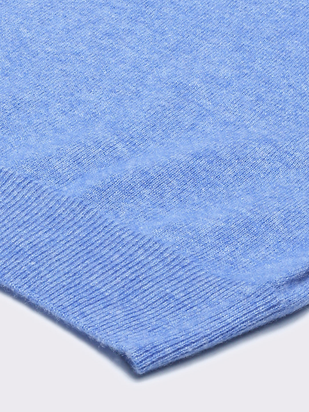Men Blue Solid V Neck Sleeveless Sweater
