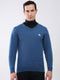 Men Blue Solid V Neck Full Sleeve Pullover