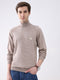 Men Beige Solid Turtle Neck Full Sleeve Pullover