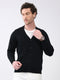 Men Black Solid V Neck Full Sleeve Cardigan