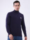 Men Purple Solid Mock Neck Full Sleeve Pullover
