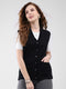 Women Black Solid V Neck Sleeveless Cardigan