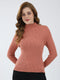 Women Rust Solid Turtle Neck Full Sleeve Sceavy