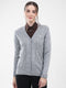 Women Grey Self Design V Neck Full Sleeve Cardigan
